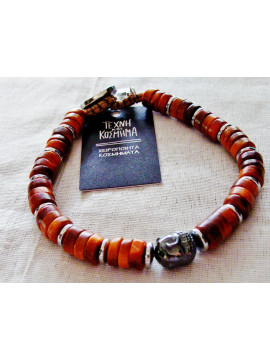 Men's bracelet with wooden beads and hematite