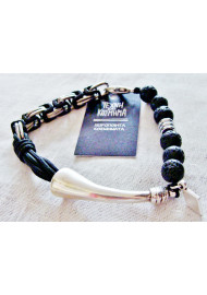 Men's bracelet with mineral lava and steel chain