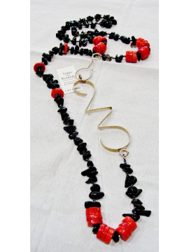 Necklace (63 cm) with mineral beads and element 23