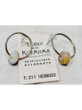 Art circular earring with mineral charms