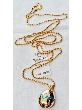 Long necklace (65 cm) with cold enamel line