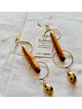 Earring, hoops with brown coral
