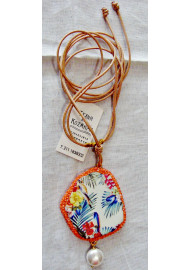 Agate necklace with hand painting