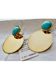 Disc earring with turquoise