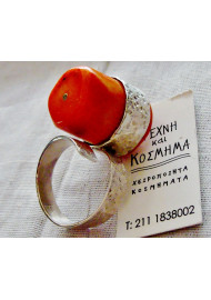 925 silver ring with natural coral