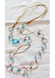 Long (62 cm) necklace with zirconium beads