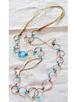 Long (62 cm) necklace with zirconium beads