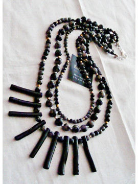 beads with black coral, agate and hematite