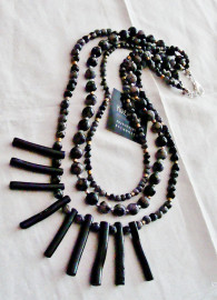 beads with black coral, agate and hematite