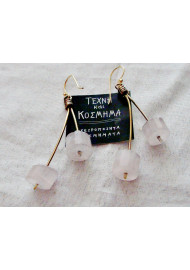 Earring with rose quartz in unique options