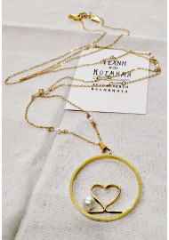 Long (65 cm) necklace, circle - heart - 23
