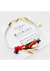 Bracelet with leather flat cord (March)