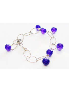 Silver 925ο bracelet with purple agate