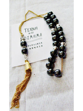 Rosary with hematite mineral beads