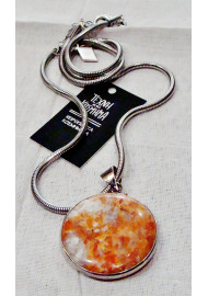 Necklace with orange calcite