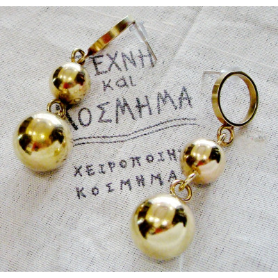 Σκουλαρίκι με διπλή μπίλια 