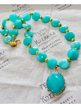 Jade and steel necklace